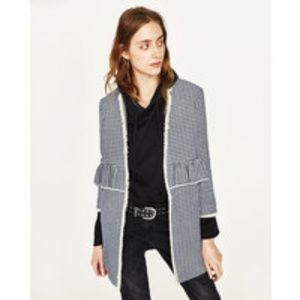 Zara Checkered Tweed Jacket